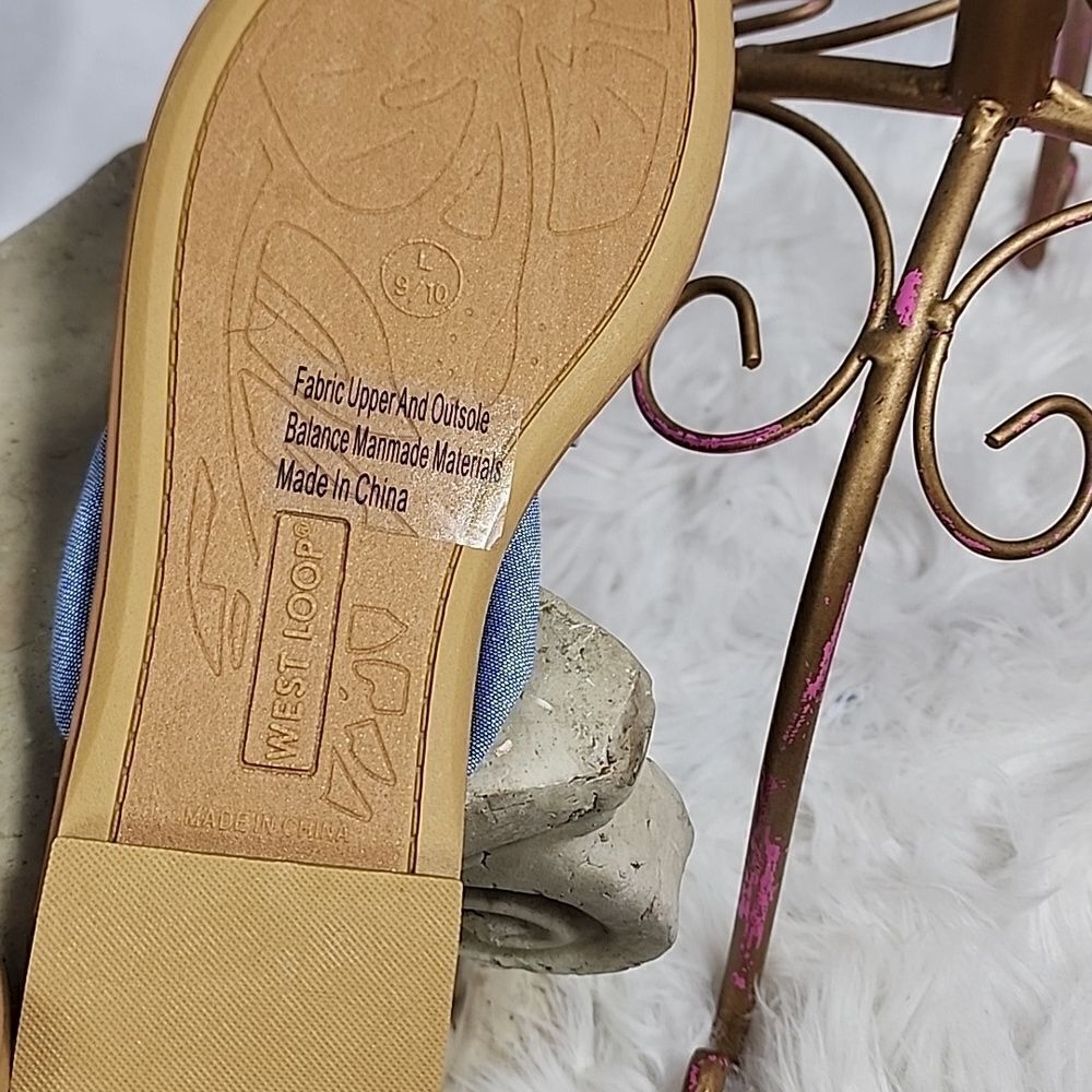 Beachy Beribboned Flats Size 9/10 Sandals with Large Bow Vacay - Picture 5 of 5
